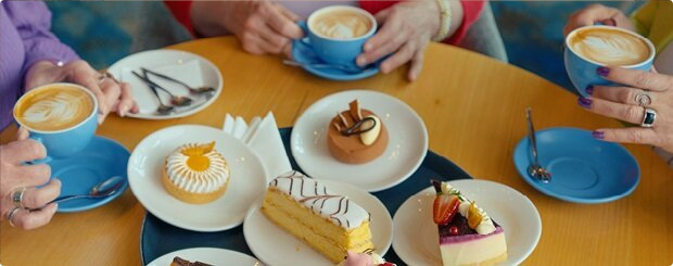 Gather for a treat at The Boardwalk Café with expertly crafted coffees and a selection of delicious cakes.